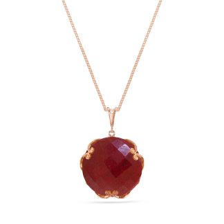 Ruby Beatrix Round Chequer Pendant Necklace in 9ct Rose Gold