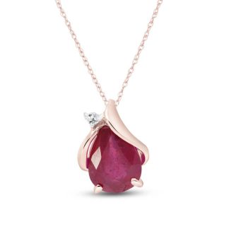 Ruby & Diamond Bethany Encased Pendant Necklace in 9ct Rose Gold