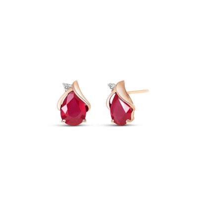 Ruby & Diamond Bethany Encased Stud Earrings in 9ct Rose Gold