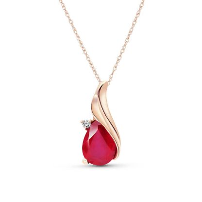 Ruby & Diamond Veronica Pendant Necklace in 9ct Rose Gold