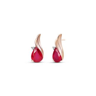 Ruby & Diamond Veronica Stud Earrings in 9ct Rose Gold