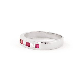 Ruby & White Topaz Annalise Classic Mosaic Ring in 18ct White Gold