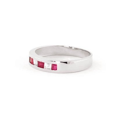 Ruby & White Topaz Annalise Classic Mosaic Ring in 18ct White Gold