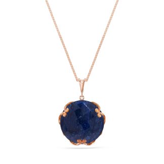 Sapphire Beatrix Round Chequer Pendant Necklace in 9ct Rose Gold