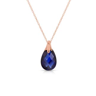 Sapphire Beau Drop Pendant Necklace in 9ct Rose Gold