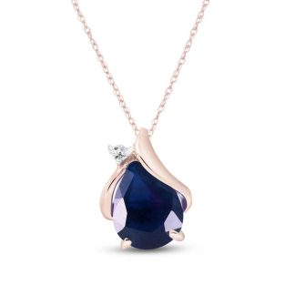 Sapphire & Diamond Bethany Encased Pendant Necklace in 9ct Rose Gold