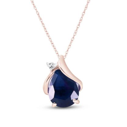 Sapphire & Diamond Bethany Encased Pendant Necklace in 9ct Rose Gold