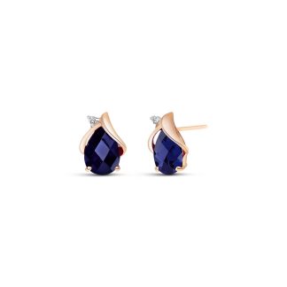Sapphire & Diamond Bethany Encased Stud Earrings in 9ct Rose Gold