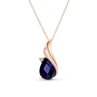 Sapphire & Diamond Veronica Pendant Necklace in 9ct Rose Gold