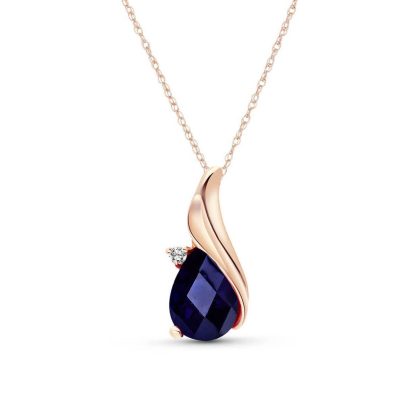 Sapphire & Diamond Veronica Pendant Necklace in 9ct Rose Gold