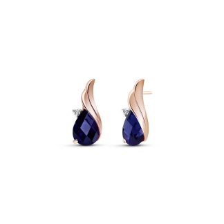 Sapphire & Diamond Veronica Stud Earrings in 9ct Rose Gold
