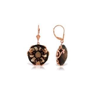 Smoky Quartz Maeve Ornate Chequer Drop Earrings in 9ct Rose Gold