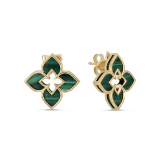 Venetian Princess 18ct Yellow Gold Green Malachite Stud Earrings