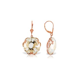 White Topaz Maeve Ornate Chequer Drop Earrings in 9ct Rose Gold