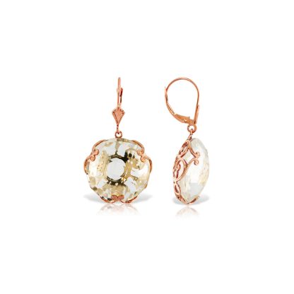 White Topaz Maeve Ornate Chequer Drop Earrings in 9ct Rose Gold