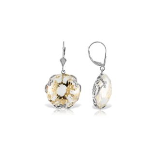 White Topaz Maeve Ornate Chequer Drop Earrings in 9ct White Gold