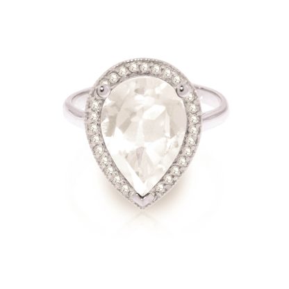 White Topaz & Diamond Cosima Signature Halo Ring in 18ct White Gold
