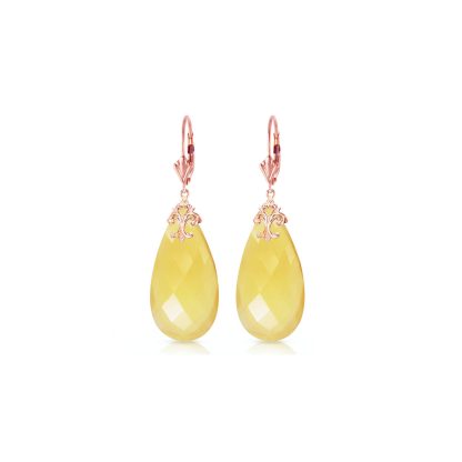 Yellow Onyx Susannah Signature Filigree Drop Earrings in 9ct Rose Gold